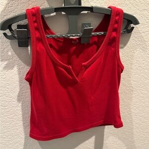 Brandy Melville Red Notch Neck Cropped Tank top
